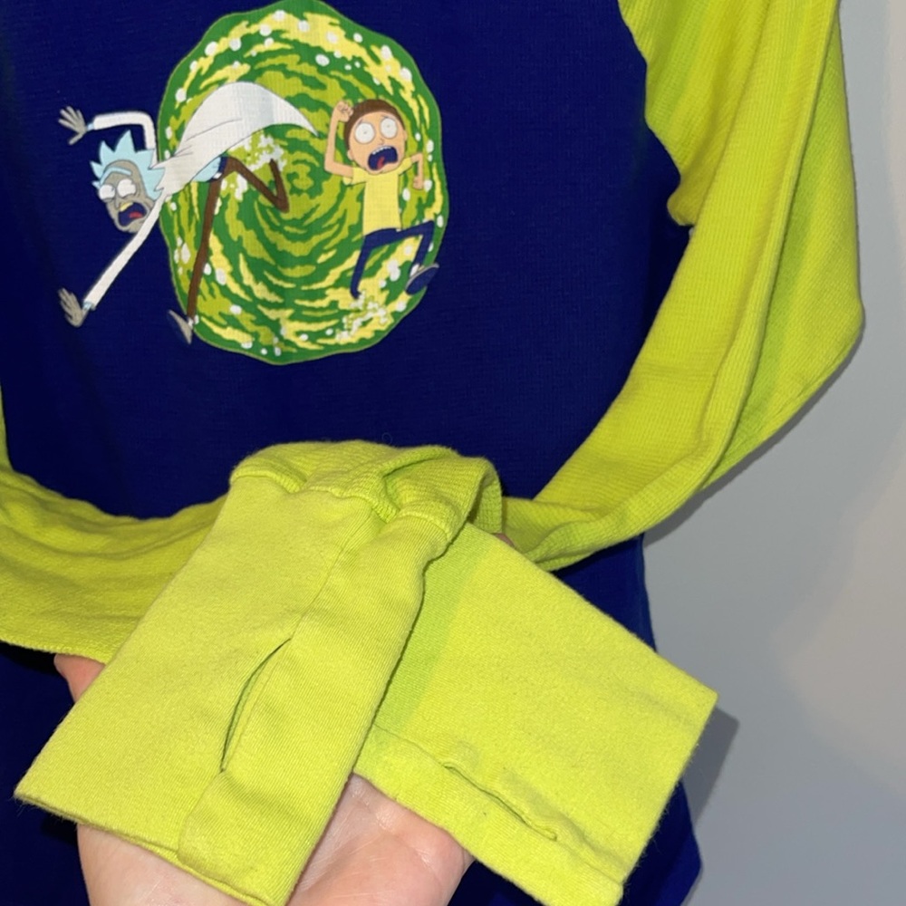 Henley Rick and Morty Long Sleeve w Thumb holes 100% cotton